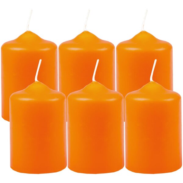 Stumpenkerzen Ø4cm x 6cm - 6er Pack Orange