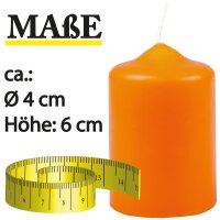 Stumpenkerzen Ø4cm x 6cm - 6er Pack Orange
