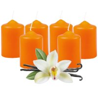 Stumpenkerzen Ø4cm x 6cm - 6er Pack Orange