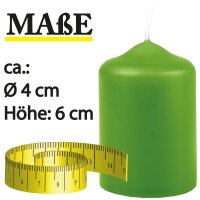 Stumpenkerzen Ø4cm x 6cm - 6er Pack Grün