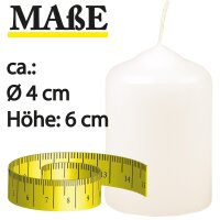 Stumpenkerzen Ø4cm x 6cm - 6er Pack Creme