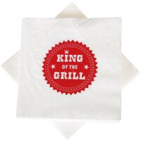 Servietten 33x33cm, 1/4 Falz, 3-lagig, 20er Pack - King of the Grill - 2-fach sortiert