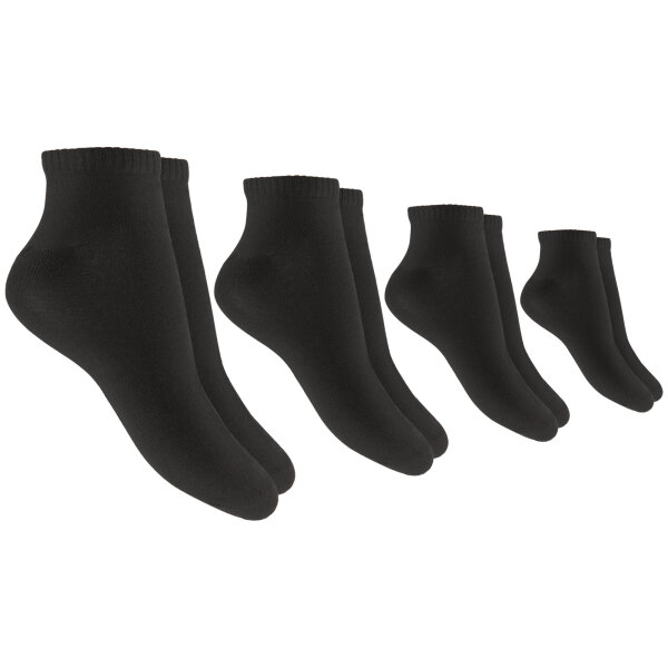 Herren Sneaker Socken, Größe: 43-46, 4 Paar - Schwarz (R)