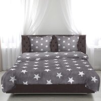 Bettwäsche - Wendebettwäsche Sterne Anthrazit...