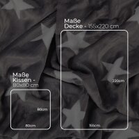 Bettwäsche - Wendebettwäsche Sterne Anthrazit 80x80+155x220 cm