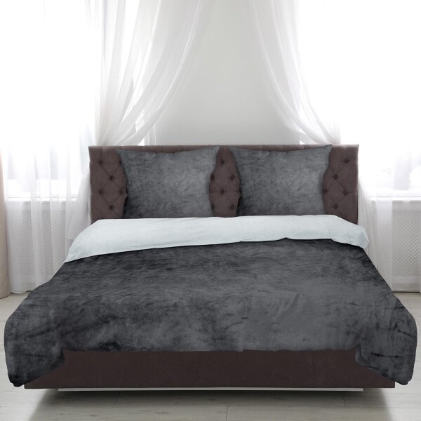 Bettwäsche - Wendebettwäsche Silber / Anthrazit 80x80+155x220 cm