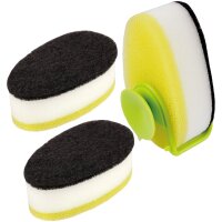 Spülschwamm 3er Pack mit Saugnapfhalter