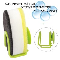 Spülschwamm 3er Pack mit Saugnapfhalter