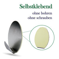 Wandhaken Edelstahl, selbstklebend, Oval - 4er