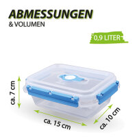 Frischhaltebox mit Deckel - Fresh System 0,9 Liter - Lunchbox - Blau