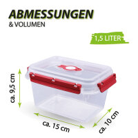 Frischhaltebox mit Deckel - Fresh System 1,5  Liter - Lunchbox - Rot