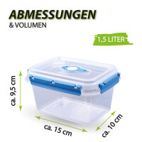 Frischhaltebox mit Deckel - Fresh System 1,5  Liter - Lunchbox - Blau