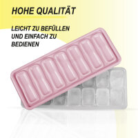 Eiswürfelform mit Deckel 1 Set, Boden:Transparent, Deckel:Rosa ca.25,5x10x3,7cm