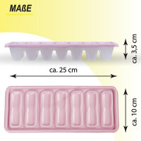 Eiswürfelform mit Deckel 1 Set, Boden:Transparent, Deckel:Rosa ca.25,5x10x3,7cm