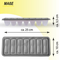 Eiswürfelform mit Deckel 1 Set, Boden:Transparent, Deckel:Grau ca.25,5x10x3,7cm