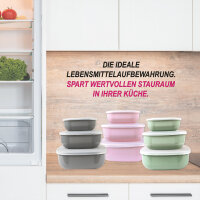 Vorratsdosen 3er Set (0,5L, 1L, 1,5L) eckig FRESH Boden: Rosa, Deckel: Transparent