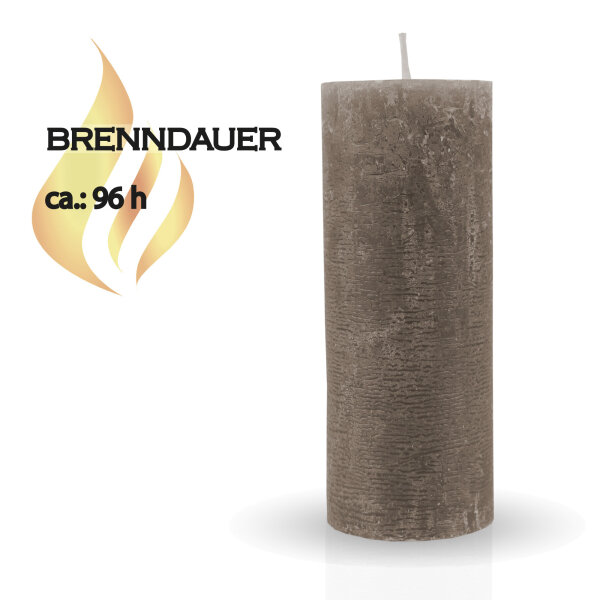 Stumpenkerzen Rustikal Taupe Ø7cm x 18cm