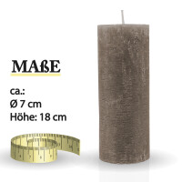 Stumpenkerzen Rustikal Taupe Ø7cm x 18cm