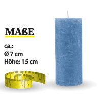 Stumpenkerzen Rustikal Himmelblau Ø7cm x 15cm