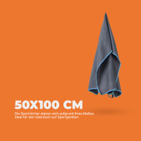 Sporttuch gerollt "grau" farbige Biese 50x100 cm - Blau