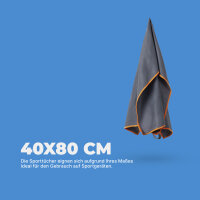 Sporttuch gerollt "grau" farbige Biese 40x80 cm...