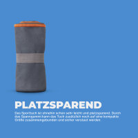 Sporttuch gerollt "grau" farbige Biese 40x80 cm - Orange