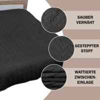Bett- und Sofaüberwurf - Tagesdecke - 140cm x 210cm - Schwarz (R)