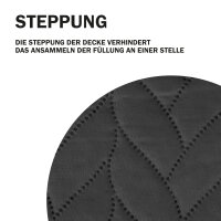 Bett- und Sofaüberwurf - Tagesdecke - 140cm x 210cm - Schwarz (R)