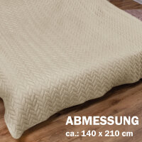 Bett- und Sofaüberwurf - Tagesdecke - 140cm x 210cm - Creme (R)