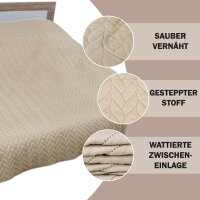 Bett- und Sofaüberwurf - Tagesdecke - 140cm x 210cm - Creme (R)