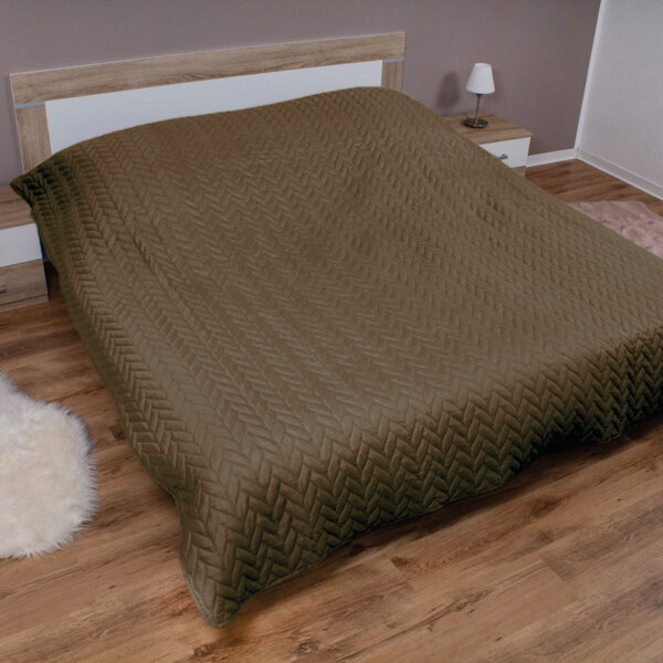 Bett- und Sofaüberwurf - Tagesdecke - 140cm x 210cm - Braun (R)