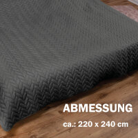 Bett- und Sofaüberwurf - Tagesdecke - 220cm x 240cm - Anthrazit
