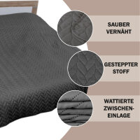 Bett- und Sofaüberwurf - Tagesdecke - 220cm x 240cm - Anthrazit