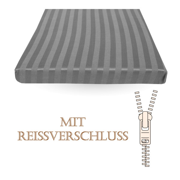 Bettw&auml;sche-Set (135x200cm) - Renforce Dobby Stripe - Taupe