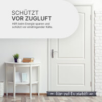 Zugluftstopper mit Spruch - 95cm x &Oslash;12cm Anthrazit - ( T&uuml;r zu! Es zieht! )