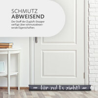 Zugluftstopper mit Spruch - 95cm x &Oslash;12cm Anthrazit - ( T&uuml;r zu! Es zieht! )