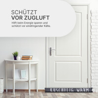 Zugluftstopper mit Spruch 95cm x Ø12cm Anthrazit (Kuschelig)