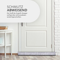 Zugluftstopper mit Spruch 95cm x Ø12cm Grau (Tür zu)