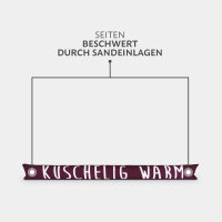 Zugluftstopper mit Spruch - 95cm x &Oslash;12cm Bordeaux - ( KUSCHELIG WARM )