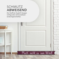 Zugluftstopper mit Spruch - 95cm x &Oslash;12cm Bordeaux - ( Mach nicht so &acute;nen Wind! )