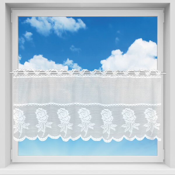 Bistrogardine mit Stangendurchzug "Lynn" 160x50 cm Rosen