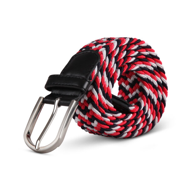 Stretchgürtel aus Stoff stufenlos Rot/Blau/Weiß 85cm