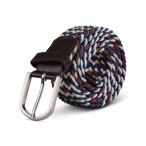 Stretchgürtel aus Stoff stufenlos Beige/Blau/Braun 105cm