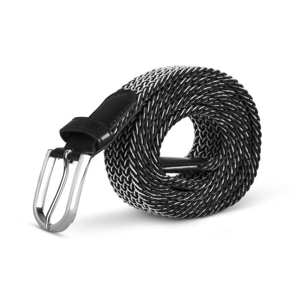Stretchgürtel aus Stoff stufenlos Schwarz & Weiß 105cm