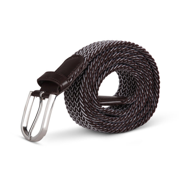 Stretchgürtel aus Stoff stufenlos Braun & Grau 105cm