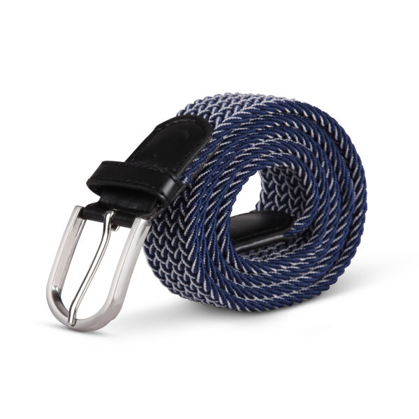 Stretchgürtel aus Stoff stufenlos Blau & Weiß 125cm