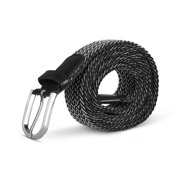 Stretchgürtel aus Stoff stufenlos Schwarz & Grau 125cm