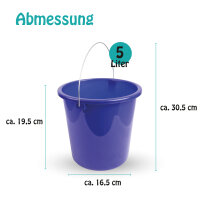 Eimer mit Metallbügel Dunkelblau - 5 Liter - 1er Pack ( 1 Stück )