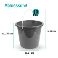 Eimer mit Metallbügel Anthrazit - 10 Liter - 1er Pack ( 1 Stück )