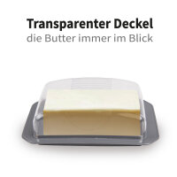 Butterdose mit transparenten Deckel, grauer Boden